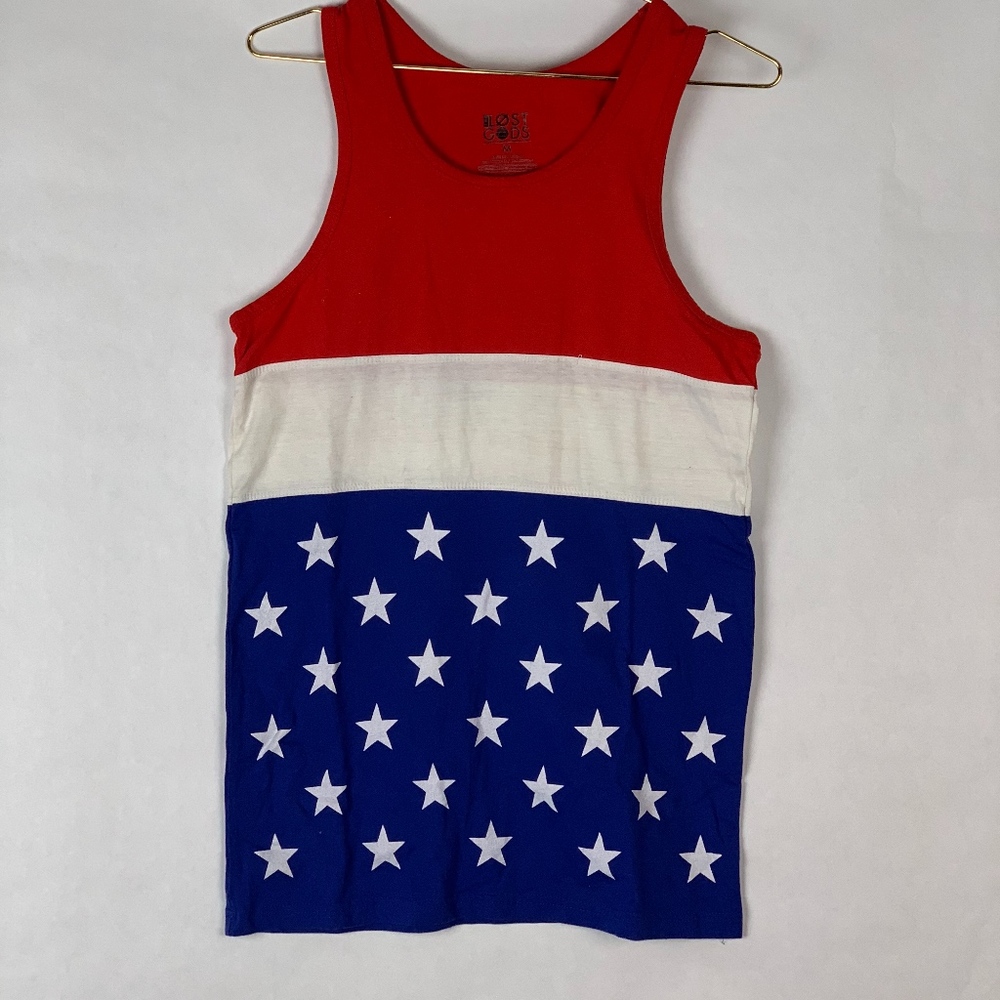 The Lost Gods Mens Red White Blue Tank Top